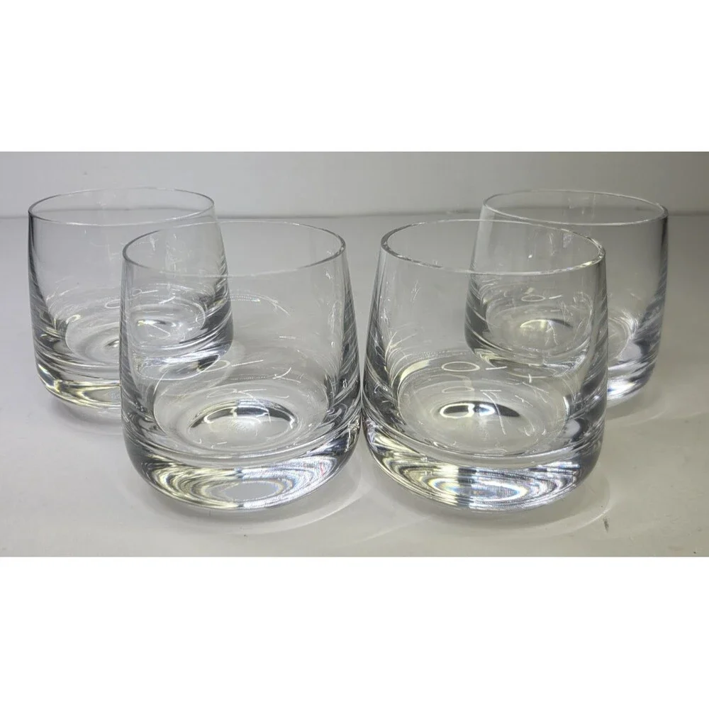 Set of 4 Williams Sonoma Double Old Fashioned Lowball Tumbler Crystal Glasses
